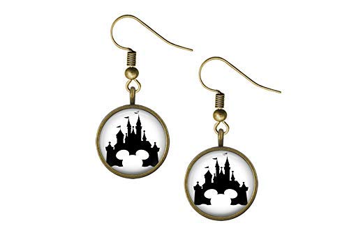 Vintage Mouse House Castle Silhouette Earrings - Unique Gothic Jewelry for Women, Perfect for Halloween Costume, Cosplay, and Fantasy Themed Parties