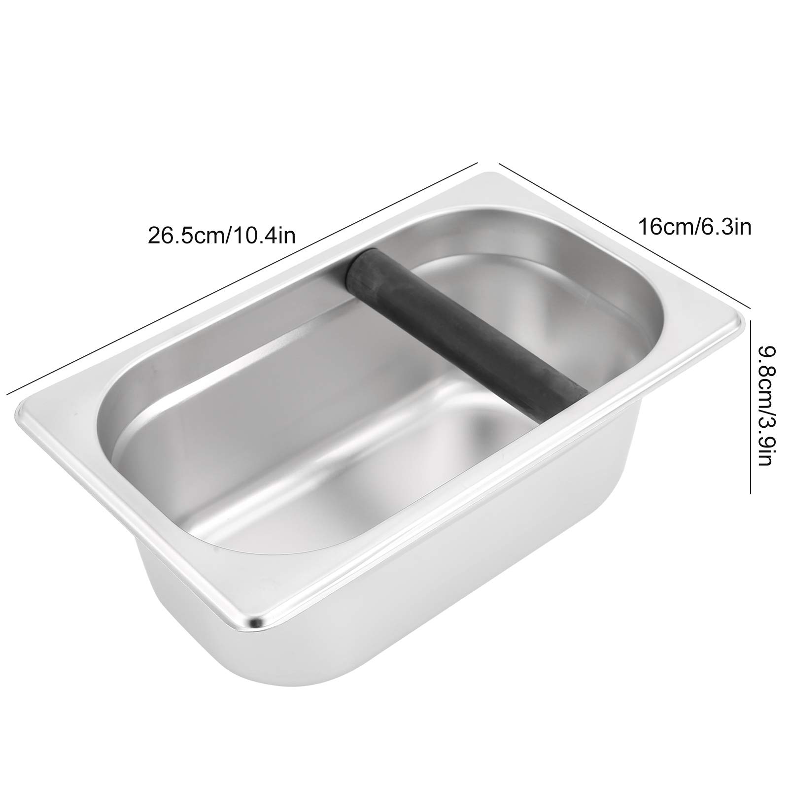 Stainless Steel Espresso Knock Box with Built-in Container - 10.4x6.3x3.9 Inch Coffee Grounds Bin for Barista & Home Brewing - Perfect for Espresso Machines & Coffee Shops