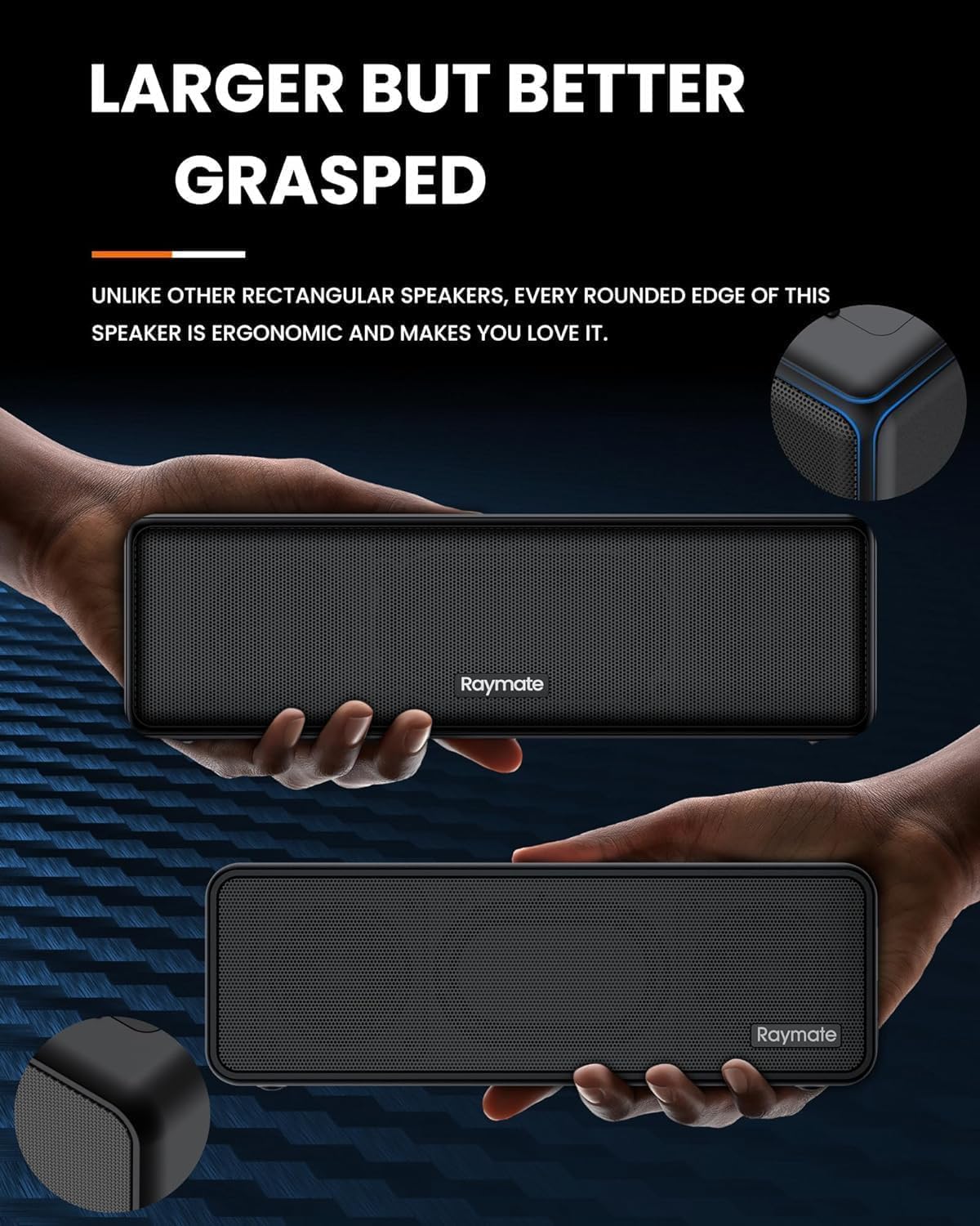 Raymate Bluetooth Speakers - HiFi Stereo Sound with DSP, 30W IPX7 Waterproof, Wireless Bluetooth 5.0, 1000mins Playtime, Portable Speaker for Home, Outdoor, Party, Travel, and Camping