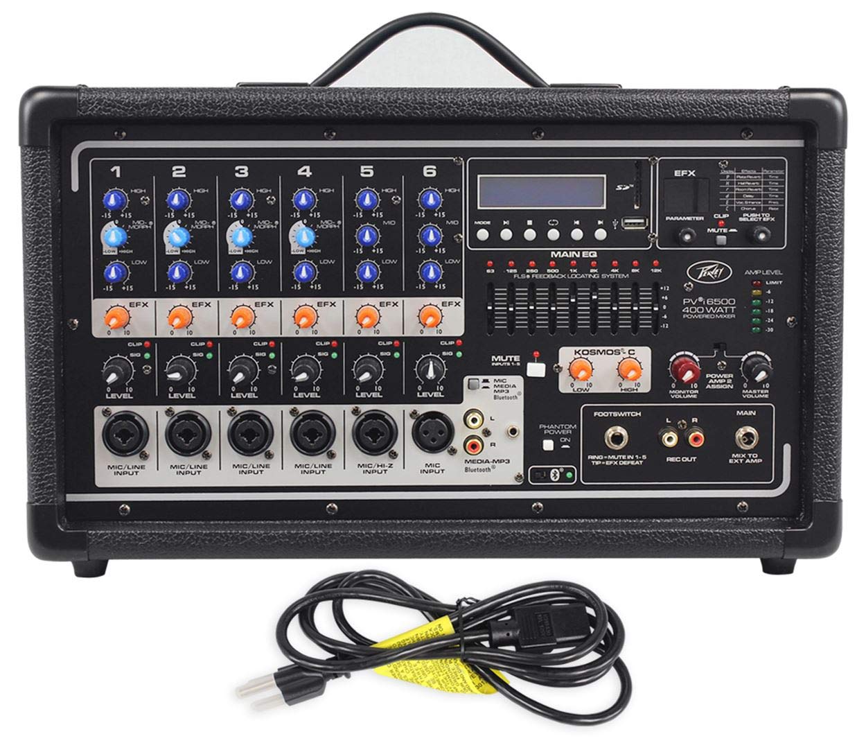 Peavey PVI6500 400W 6-Channel Powered Live Sound Mixer with PVI10 Speakers, Stands & Cables - Perfect for Live Performances, DJ Gigs & Studio Recording