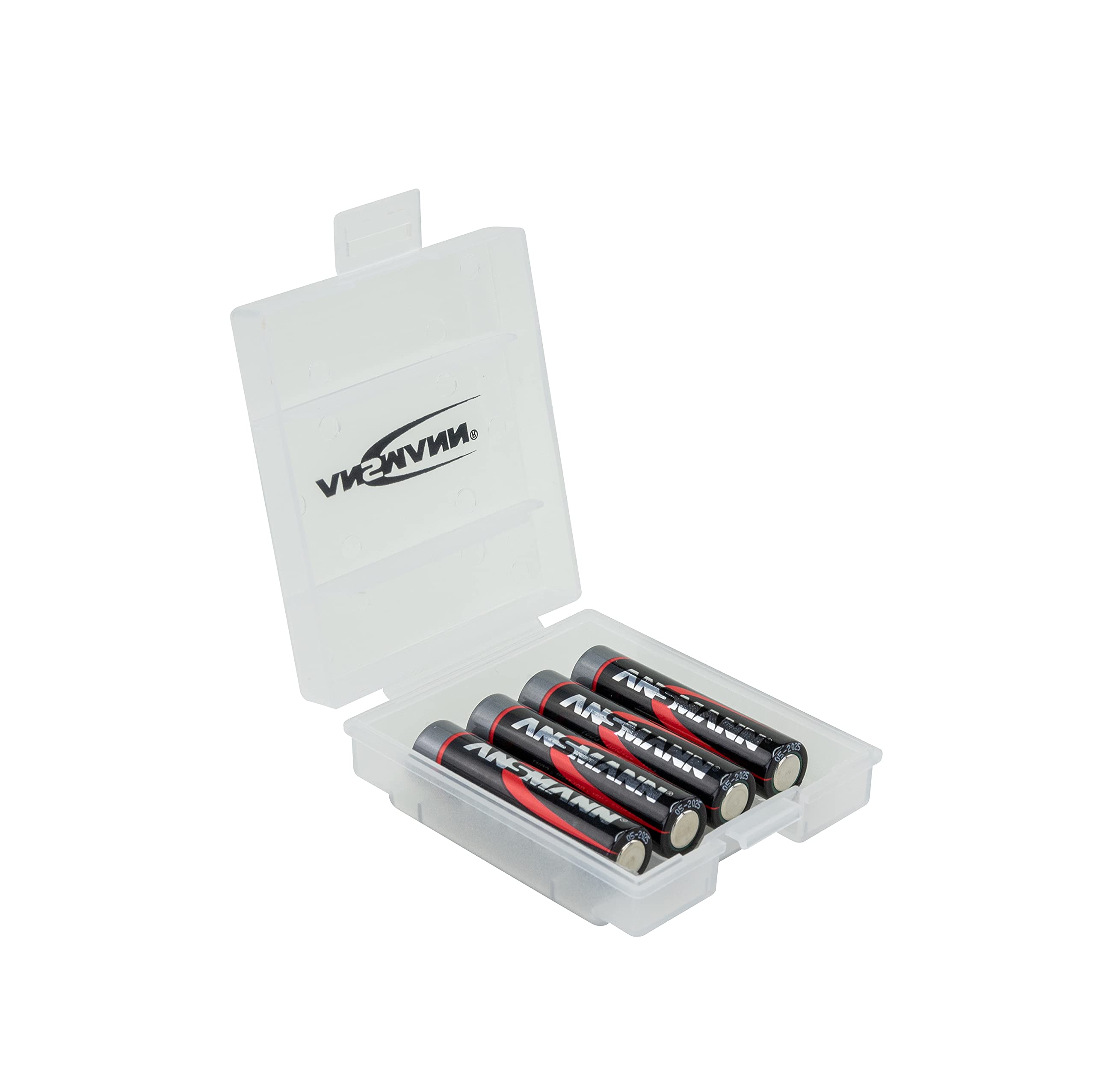 Ansmann 4x AA/AAA Rechargeable Battery Storage Case - Durable Battery Organizer Box for Transport & Protection (5-Pack) - Perfect for Travel, Camping, and Home Organization