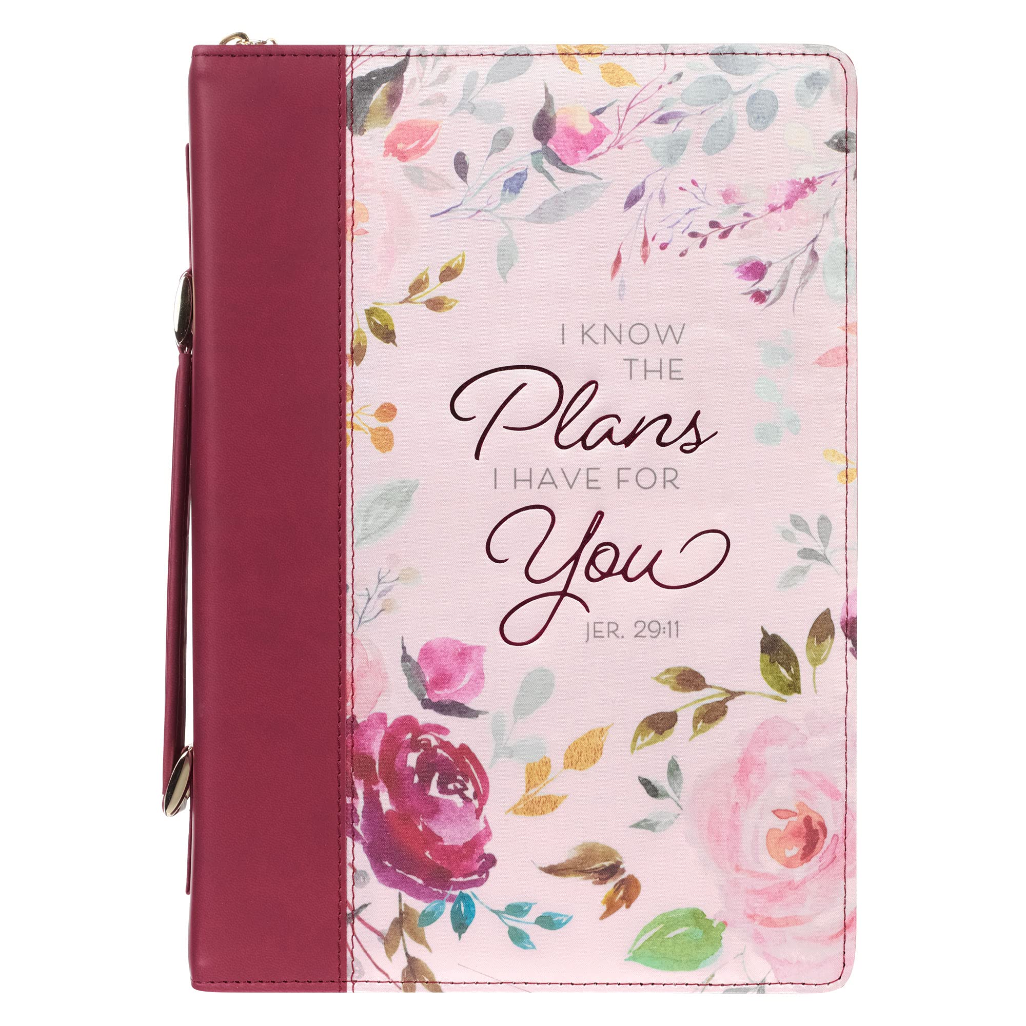 Floral Jeremiah 29:11 Bible Cover - Pink/Plum Faux Leather for Women's Christian Gifts