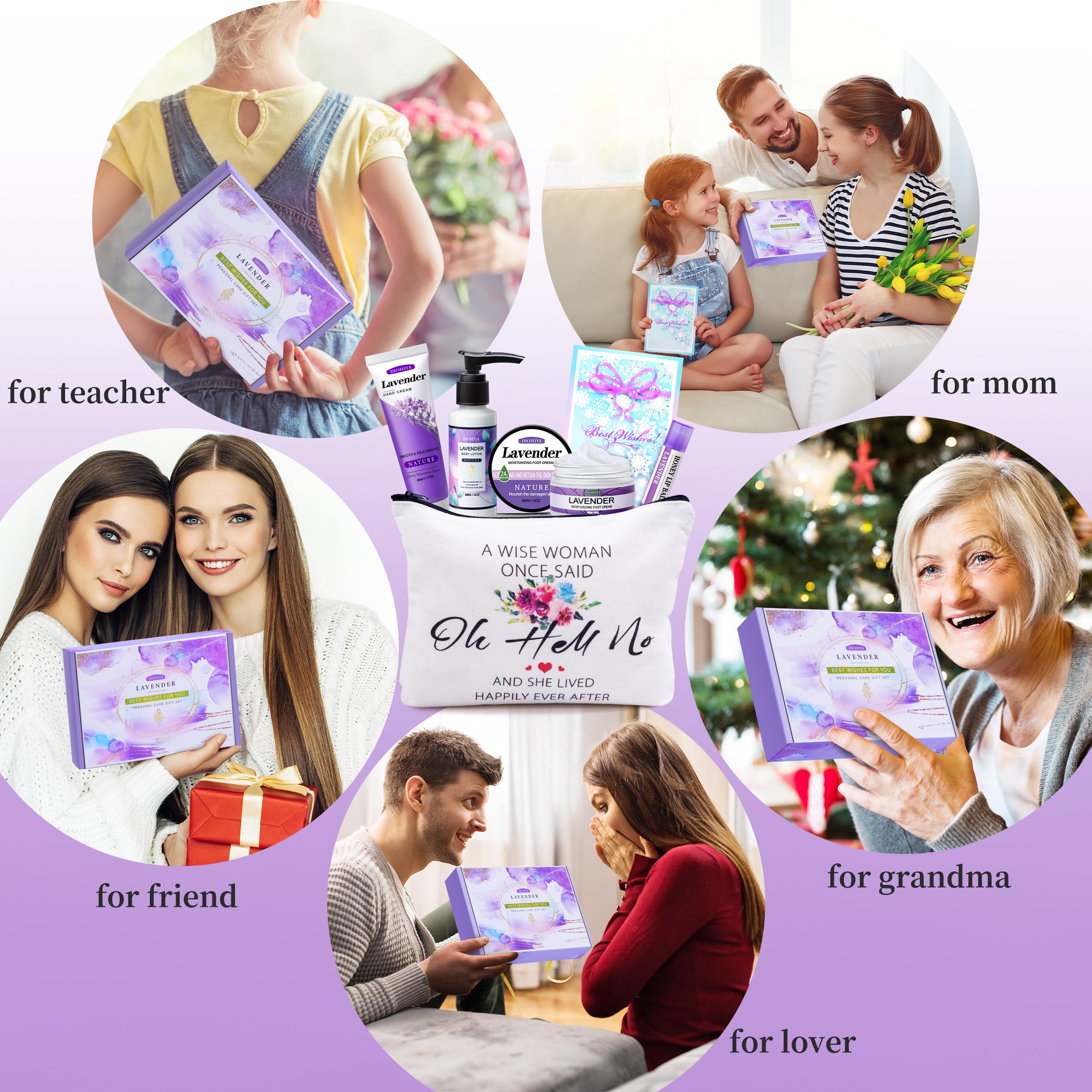 Best Travel Size Toiletries Kit for Women - Lavender Scented Self Care Gifts Set for Her, Perfect Birthday/Christmas Present for Best Friend, Sister, Mom, Teacher or Grandma - Ideal for Spa Days, Vacation Trips and Relaxation Gifts