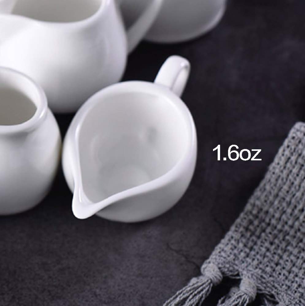 2-Pack White Ceramic Creamer Pitchers with Handle - Small Milk Pouring Jug for Coffee, Tea & Dessert Sauces - Perfect for Breakfast, Brunch & Afternoon Tea Service