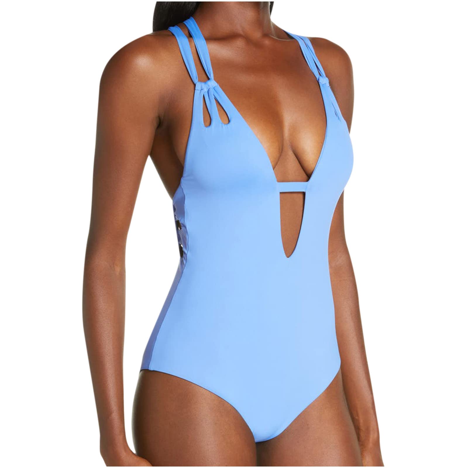 InKach Women's Sexy V Neck One Piece Swimsuit - Backless Tie Knot Monokini Bathing Suit for Beach, Pool & Summer Vacation | Swimwear & Swim Bodysuit