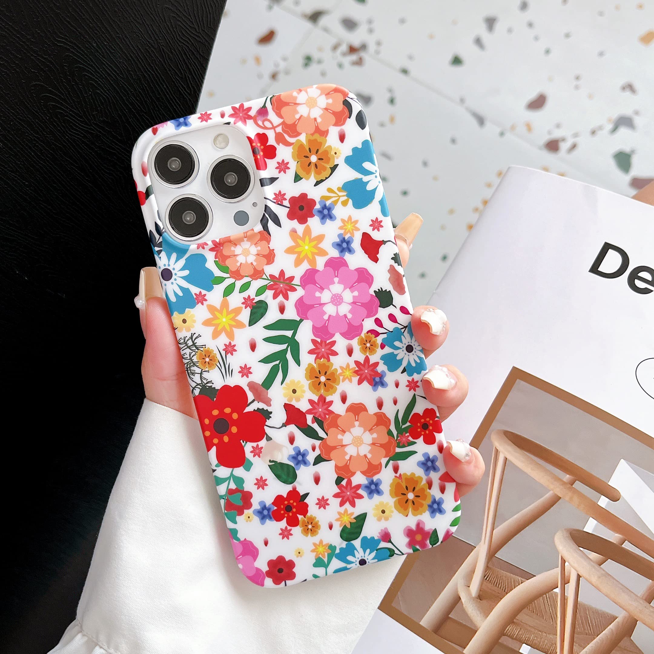 Cute Slim Soft Silicone Gel Flexible iPhone 13 Pro Case for Women - Girly Glitter Bling Protective Pink Marble Phone Cover | Perfect for Everyday Use, Work & Travel