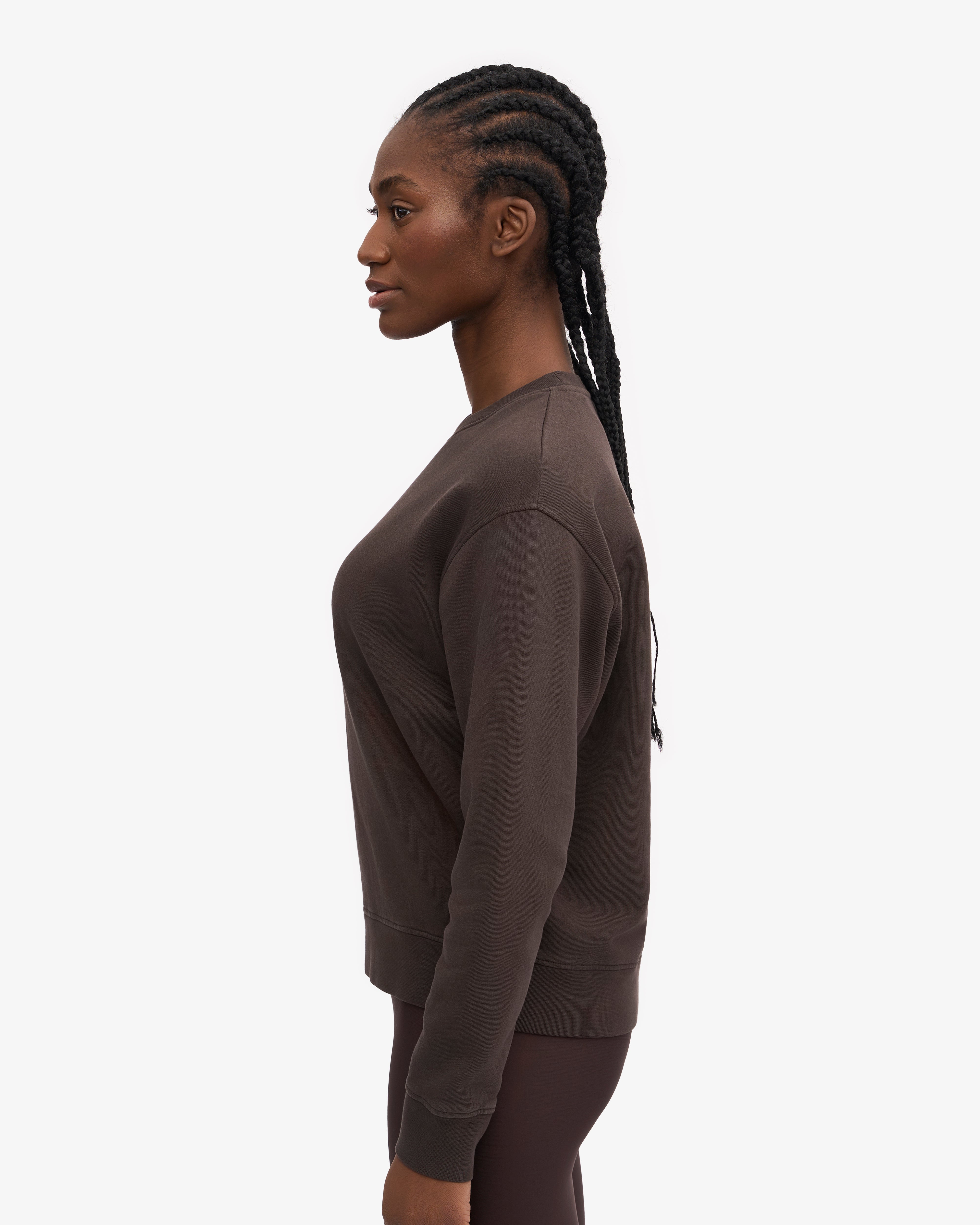 Organic Cotton Women's Classic Crew Neck T-Shirt - Coffee Brown | Casual Everyday Wear & Layering Essential