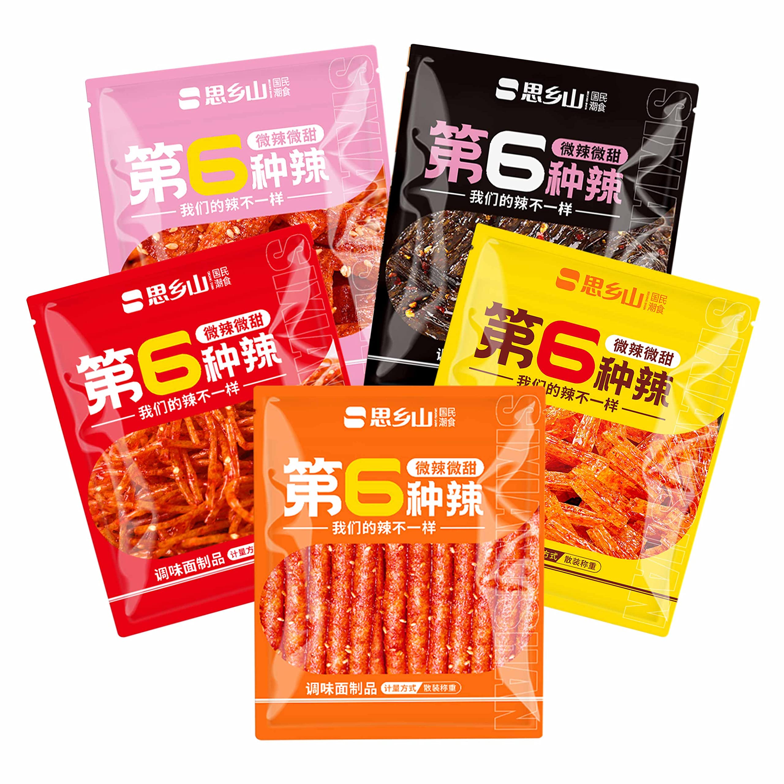 5 Types of Spicy Strips & Sticks - Chinese Spicy Noodle Snacks, Small Gluten, Sweet & Mild Spicy Flavor, Handmade Instant Snacks (20 Bags) - Perfect for Office Snacking, Road Trips & Movie Nights