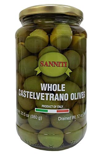Sanniti Whole Castelvetrano Olives - 20.5 Ounce Jar | Premium Italian Green Olives | Perfect for Salads, Charcuterie Boards & Mediterranean Recipes