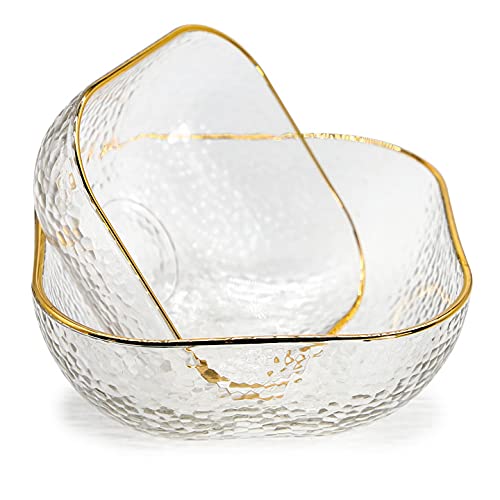 TOSSOW 2-Piece Square Glass Mixing Bowl Set - Transparent Serving Bowls for Salad, Fruit, Snacks, Sauces & Popcorn | Perfect for Kitchen Prep, Entertaining & Family Meals