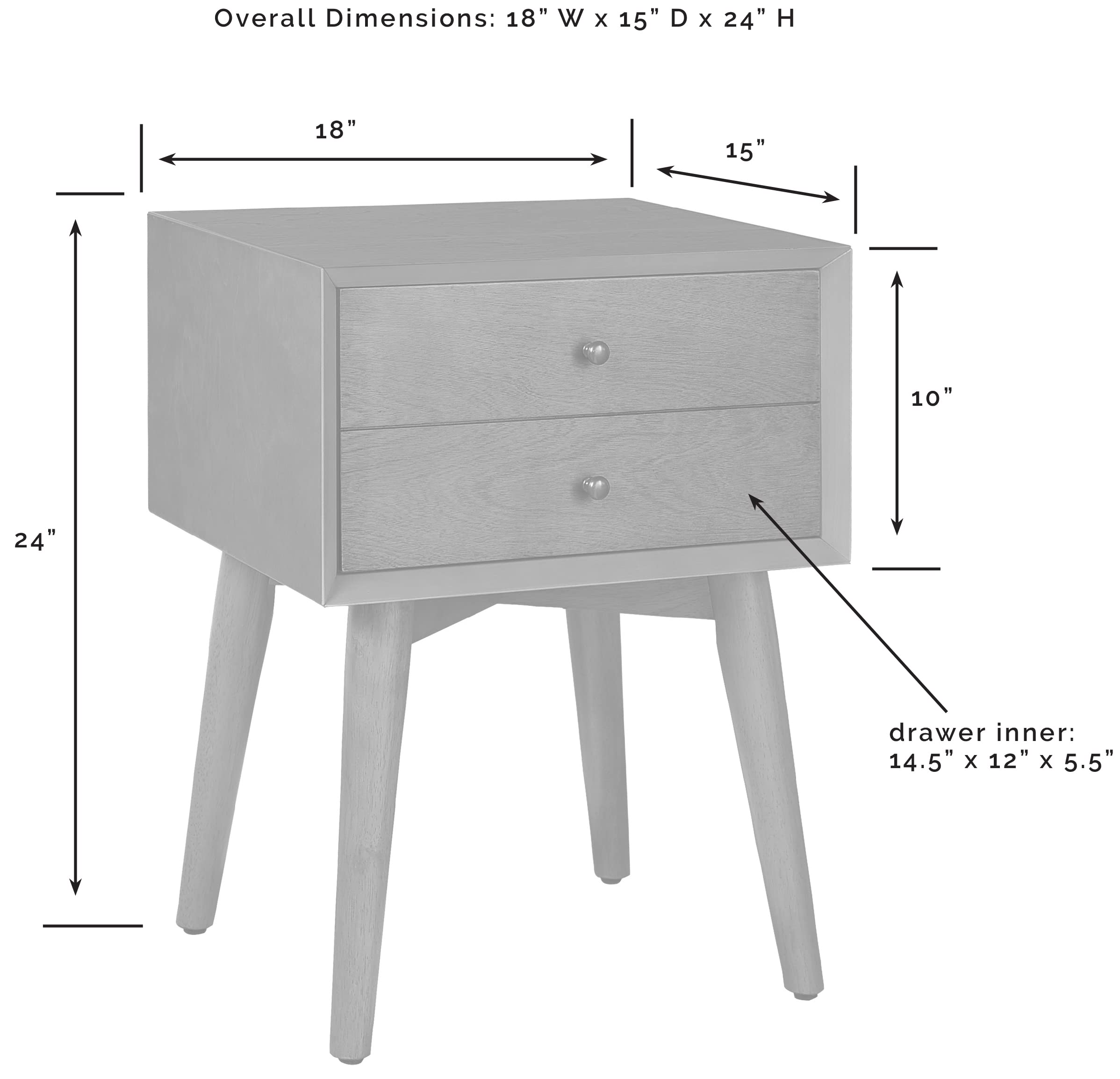 Crosley Furniture Landon Nightstand Side Table with Drawer - Matte Black Finish, Bedroom Nightstand for Small Spaces, Modern Bedside Table with Storage