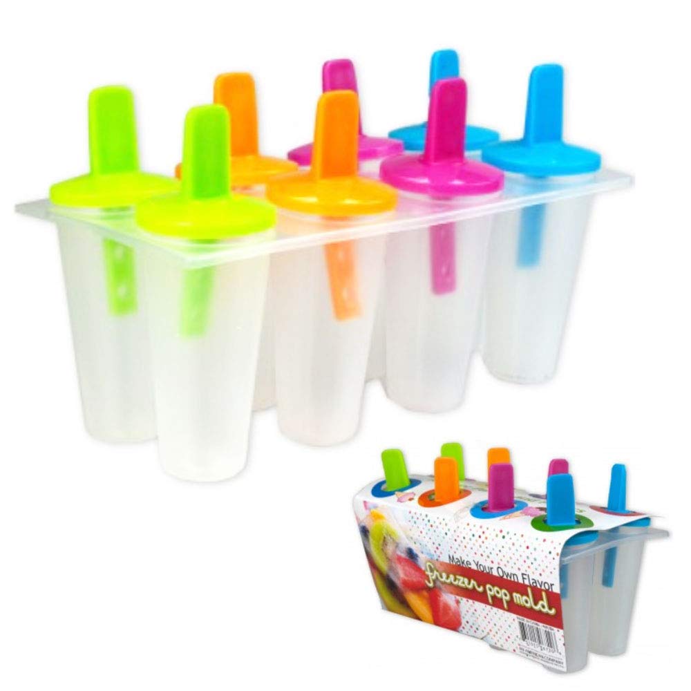 8-Piece Freezer Ice Pop Maker Mold Set - BPA-Free Popsicle & Ice Cream Dessert Molds for Homemade Frozen Treats, Cake Decorations (Pink) - Perfect for Summer Parties, Kids Snacks & DIY Desserts