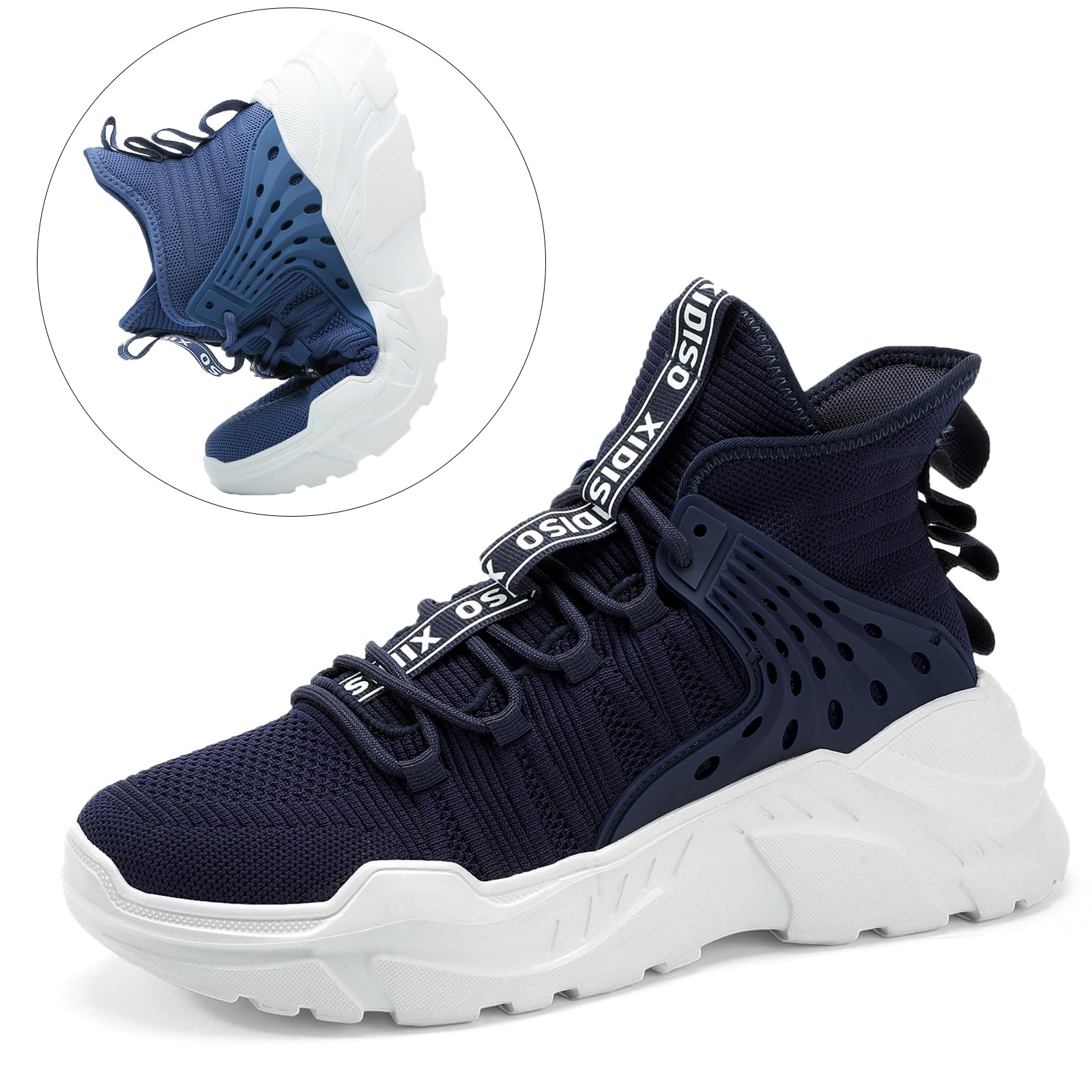 SANNAX Men's High Top Running Shoes - Lightweight Non-Slip Athletic Sneakers for Walking, Tennis & Gym Workouts - Breathable Sock Design for Sports & Casual Wear