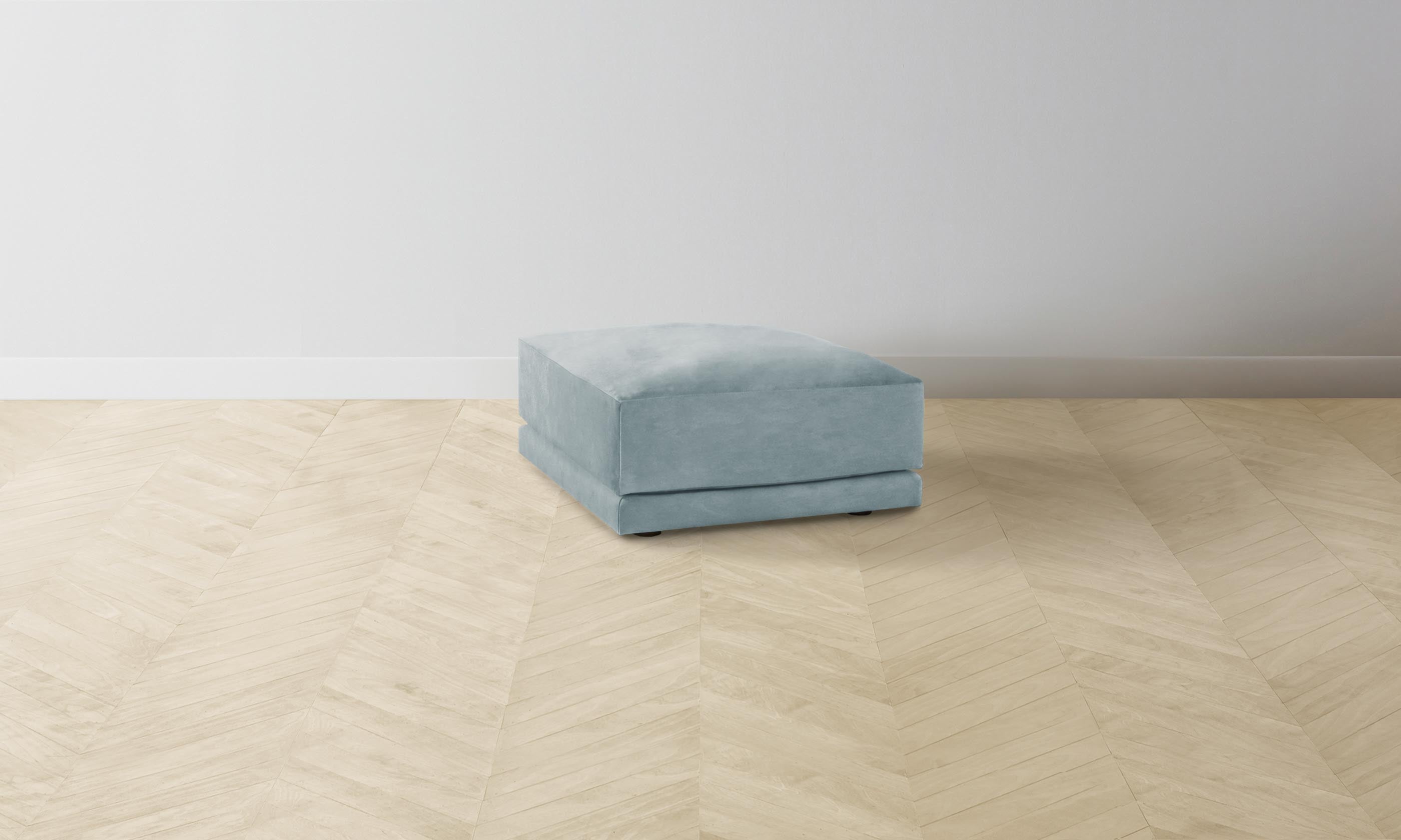 The Jones Ottoman - Premium Performance Velvet in Sky Blue - Perfect for Living Room, Bedroom & Home Decor