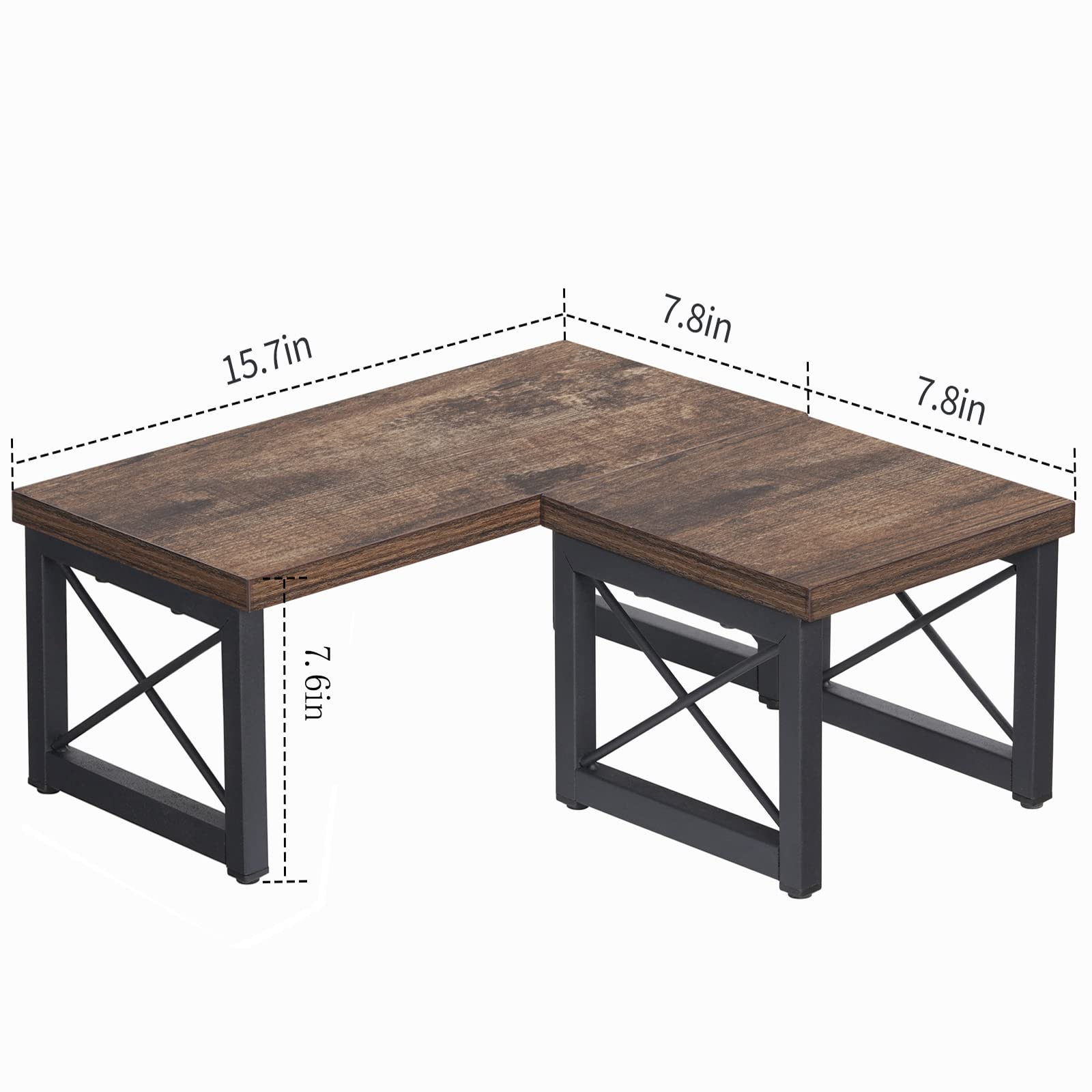 Giikin Wood Desktop Shelf - Adjustable 2-Tier Table Top Corner Shelf Stand for Kitchen Counter, Office Desk & Home Organization - Monitor Riser, Spice Rack, Cup Holder, Jar Organizer - Stackable Space-Saving Storage Solution for Small Spaces