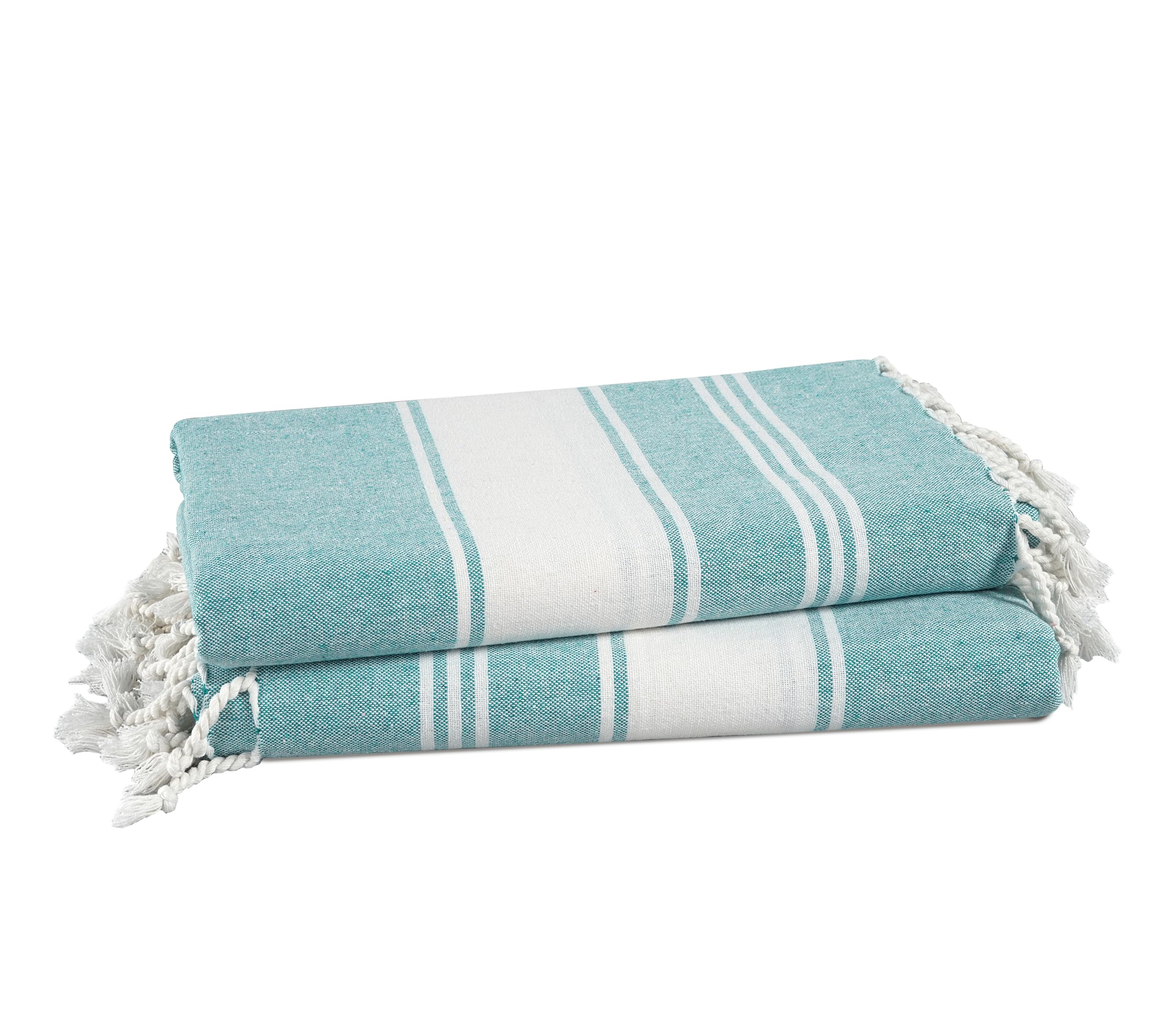 Premium Oversized Turkish Beach Towels 2 Pack - Ultra Soft, Quick Dry & Sand Free - Stylish Women's Swim Towel for Pool, Beach & Vacation - Pre-Washed Cotton Linen - Hunter Green