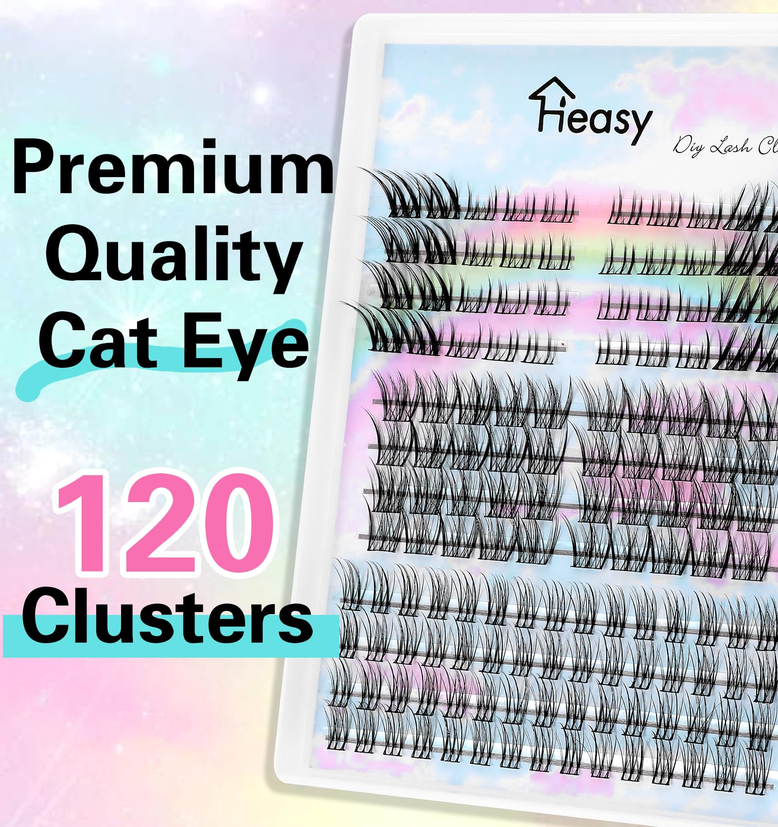 Cat Eye Cluster Lashes - 140pcs 3 Styles Wispy C Curl Fox Eye Lashes Set with Bottom Lashes | Natural Looking False Eyelashes Clusters for Makeup | Ultra-Thin Fine Strip & Stabilized Curl | Perfect for Daily Wear, Parties & Special Occasions