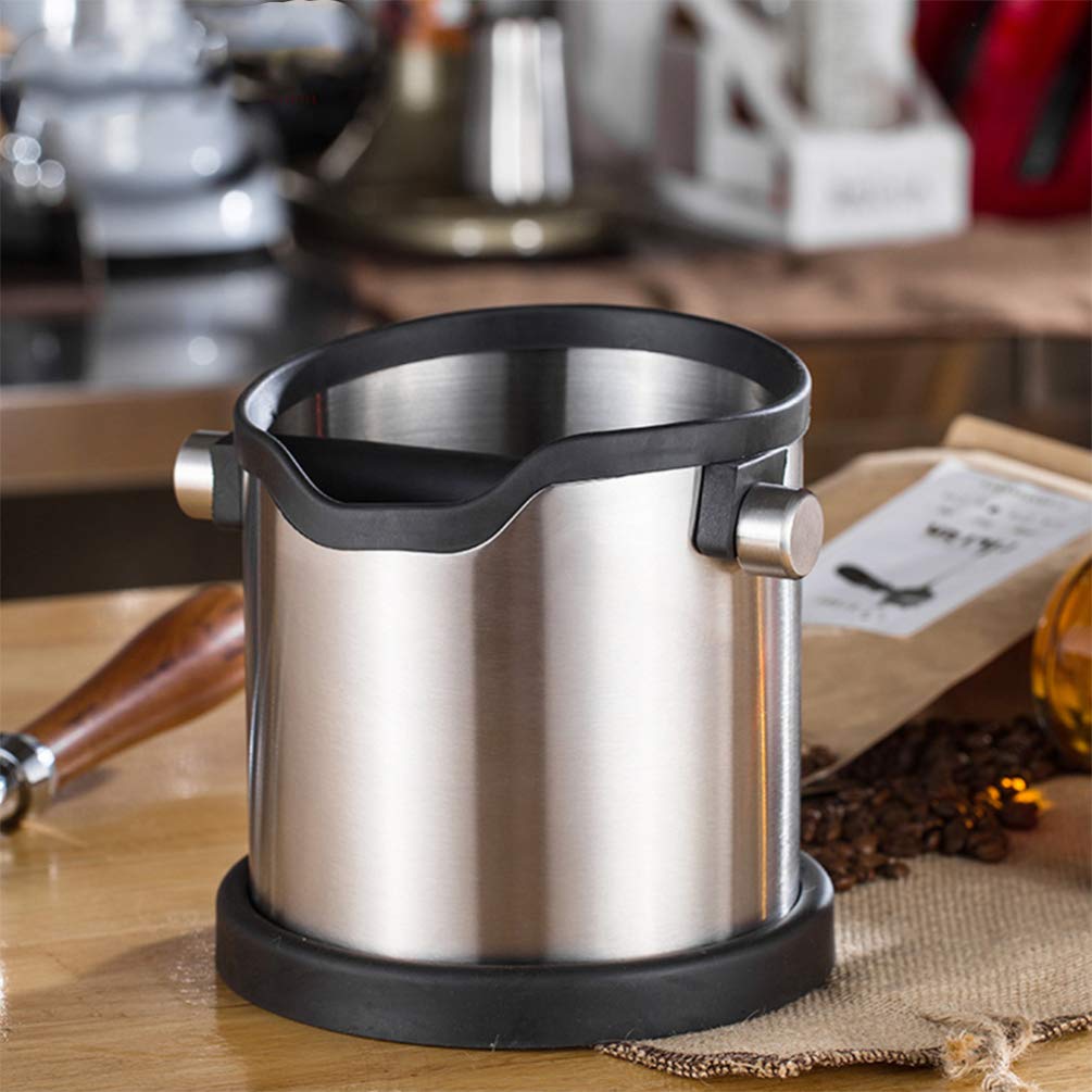 Hemoton Silicone Espresso Dump Bin - Coffee Knock Holder & Grind Waste Container - Barista-Grade Stainless Steel Coffee Tamper Waste Bin for Home & Professional Use - Perfect for Espresso Machines & Coffee Stations