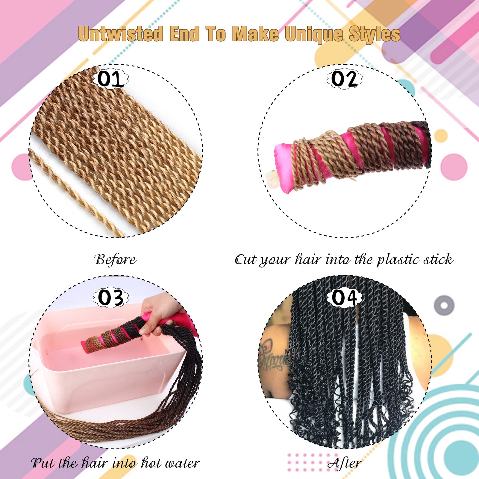 ZRQ Senegalese Twist Crochet Hair - 8 Packs 14 Inch Small Crochet Braiding Hair for Women, 25 Strands/Pack, Hot Water Setting (1B Black) | Perfect for Protective Styles, Twist Hairstyles & Natural Hair Care