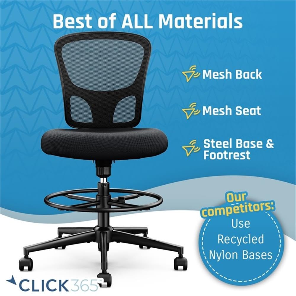 Ergonomic Mesh Office Chair with Lumbar Support - Adjustable Mid Back Task Chair with Extra Padded Seat (Black) - Perfect for Home Office, Gaming & Workspace Comfort
