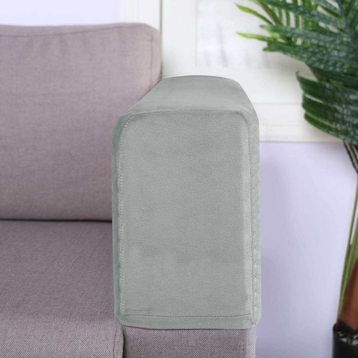 2Pcs Universal Elastic Sofa Armrest Covers - Anti-Slip Stretch Armchair Protectors, Removable Washable Slipcovers for Living Room Furniture (Grey) - Perfect for Pets, Kids & Spill Protection