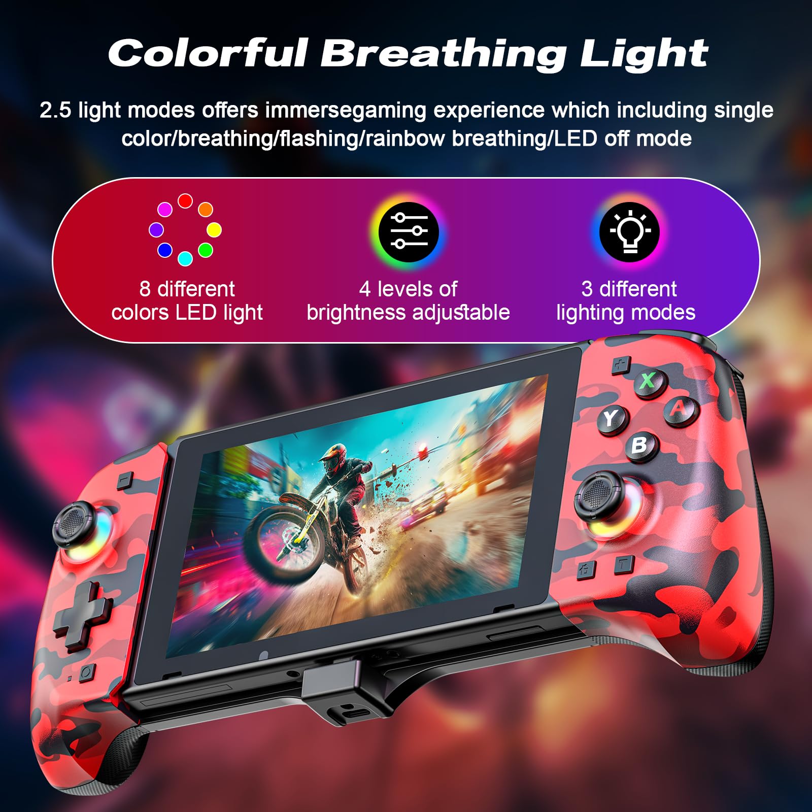 Wireless Switch Pro Controller for Nintendo Switch/OLED - Adjustable Turbo, Dual Motor Vibration, Ergonomic Joypad | Perfect for Mario Kart, Smash Bros & Handheld Gaming