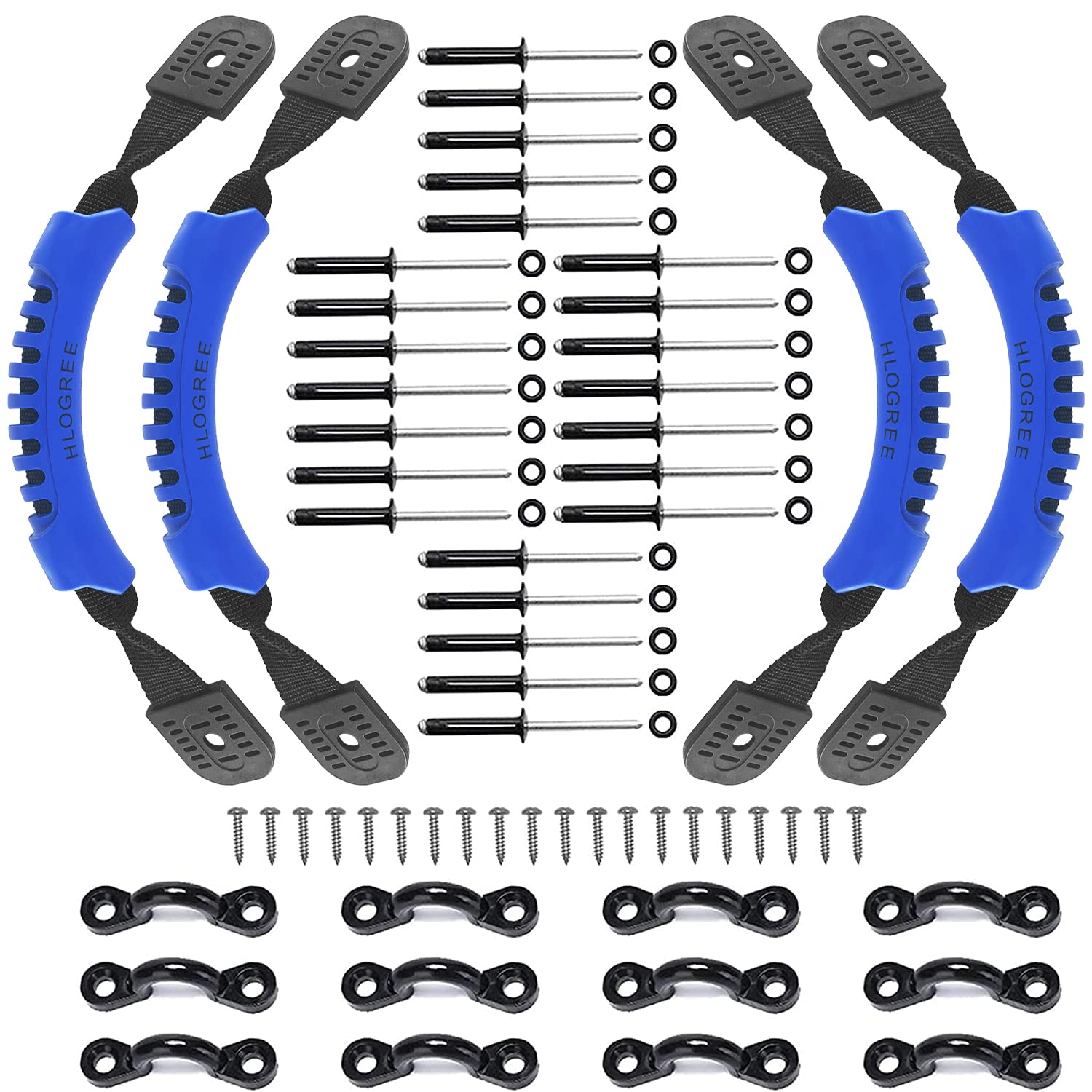 HLOGREE Kayak Handles 2/4 Pack - Heavy Duty Kayak Carry Handles with Stainless Steel Rivets - Replacement Kayak Handles for Emotion, Pelican, Hobie, Lifetime, Sit-on-Top, Ocean & Wilderness Kayaks - Perfect for Easy Transport & Storage of Your Kayak