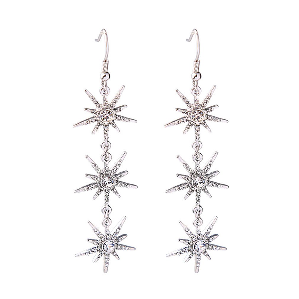 Crystal Snowflake Drop Dangle Earrings for Women - Silver Plated Winter Party Christmas Wedding Jewelry | Perfect for Holiday Gifts, Formal Events & Special Occasions