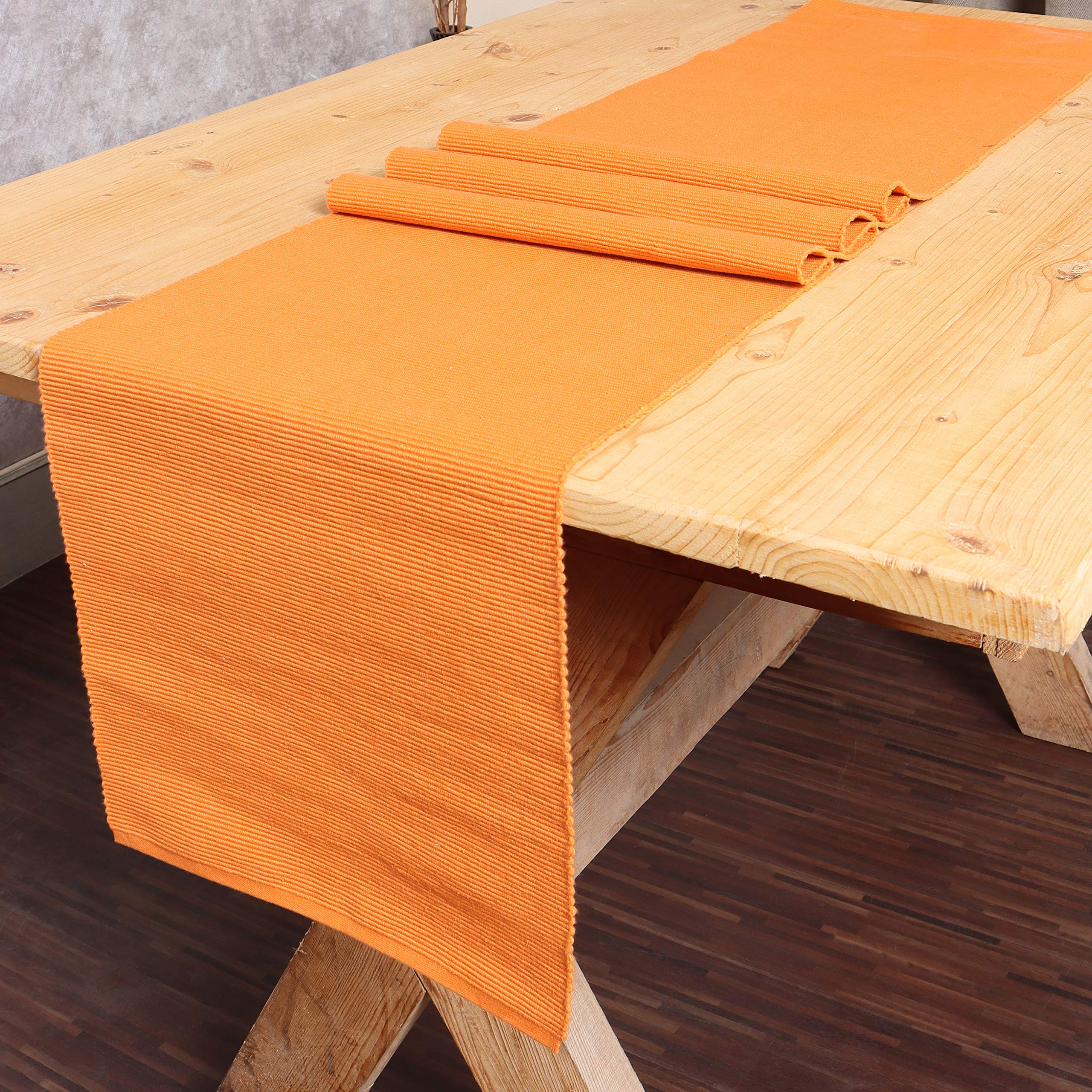 REDEARTH Thanksgiving Table Runner - 100% Cotton Woven Table Linen for Dining, Coffee & Console Tables | Fall & Christmas Decor in Burnt Orange (14x72) | Perfect for Holiday Gatherings & Seasonal Home Styling