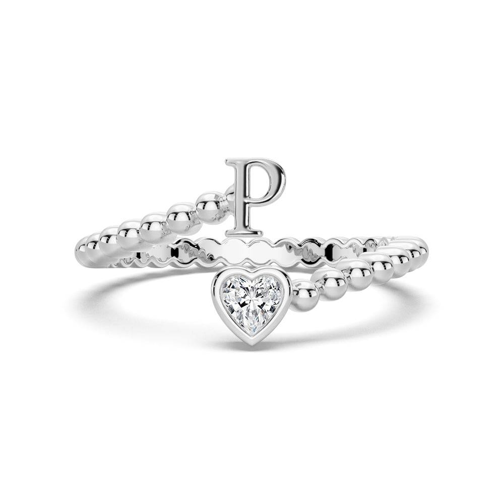 Lab Grown Diamond Personalized Initial Promise Ring for Women - Custom Engraved 14K Gold/White Gold Name Letter Ring - Perfect for Anniversaries, Engagements & Special Occasions
