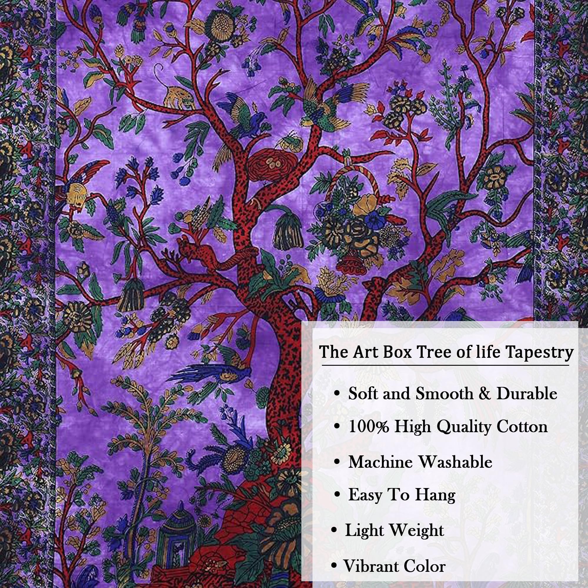 Purple Tree of Life Tapestry - Hippie Wall Decor & Bedspread for Bedroom