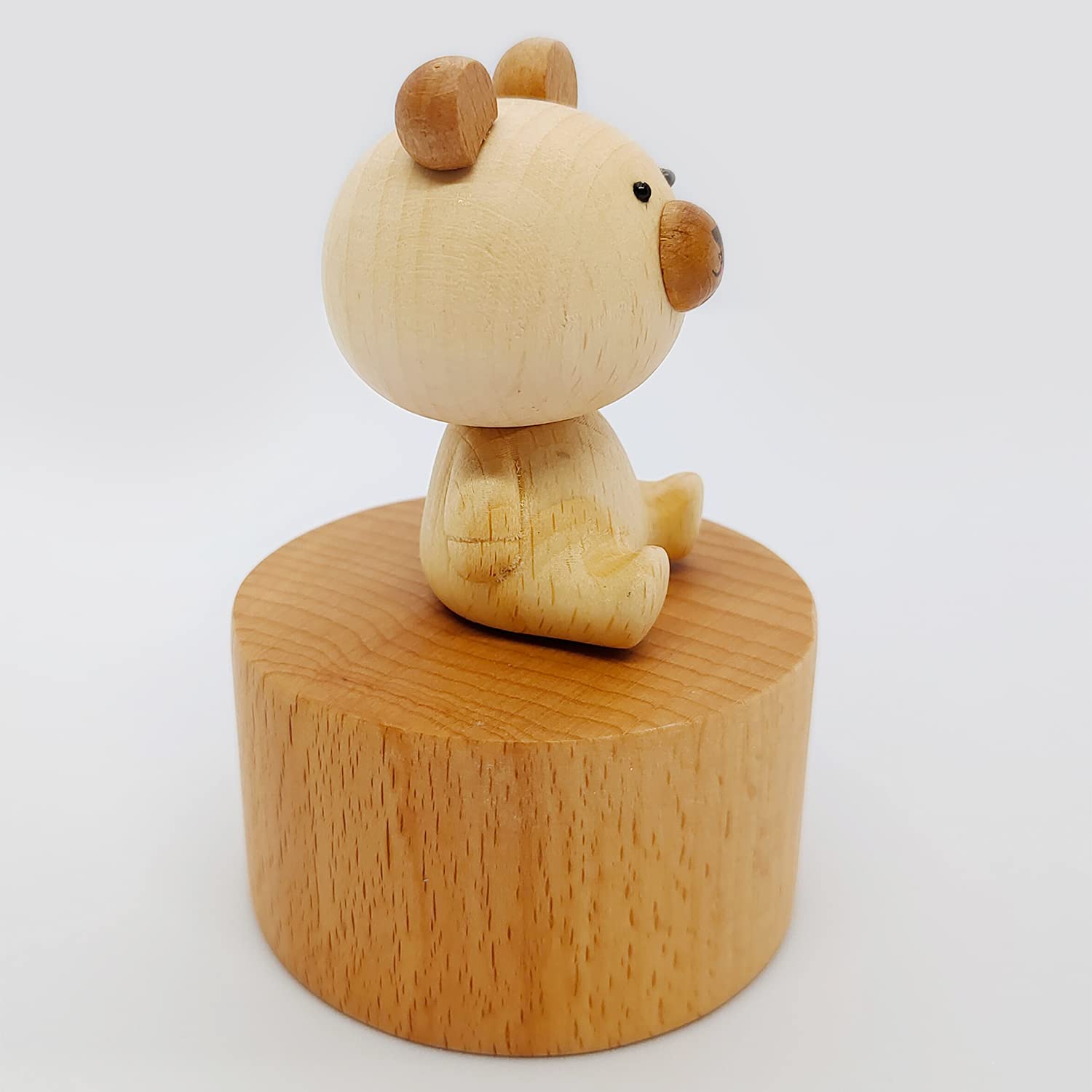 Mini Wooden Bear Music Box - Handmade Mechanical Animal Music Box Plays Castle in The Sky - Unique Gift for Kids, Friends & Couples - Perfect for Birthdays, Anniversaries & Romantic Surprises