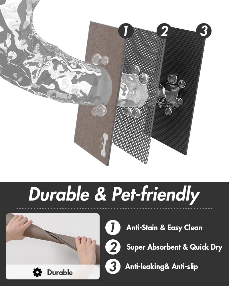 **MontVoo Absorbent Pet Food Mat - Quick Dry Anti-Stain Dog & Cat Feeding Mat for Food & Water Bowls - Non-Slip Waterproof Pet Supplies for Messy Eaters - Perfect for Kitchen, Crate & Travel Use**