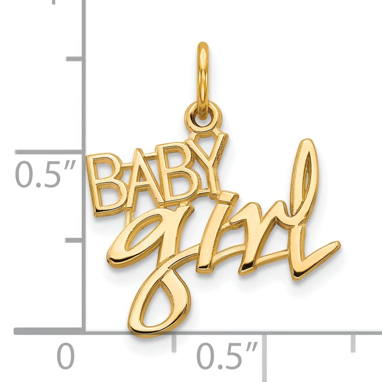 10K Yellow Gold Baby Girl Charm Polished Pendant - Dainty Jewelry Gift for Newborns, Christening & Special Occasions