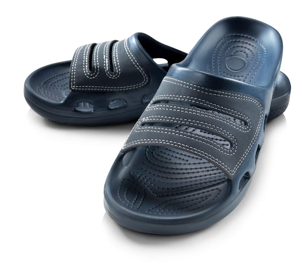 **Roxoni Men's Waterproof Rubber Sandals - Slip-On Open Toe Shower Slides for Beach, Pool, Gym & Travel - Comfortable Non-Slip Slippers for Indoor & Outdoor Use**    (*Perfect for beach vacations, poolside lounging, gym showers, and everyday comfort at home or on the go!*)