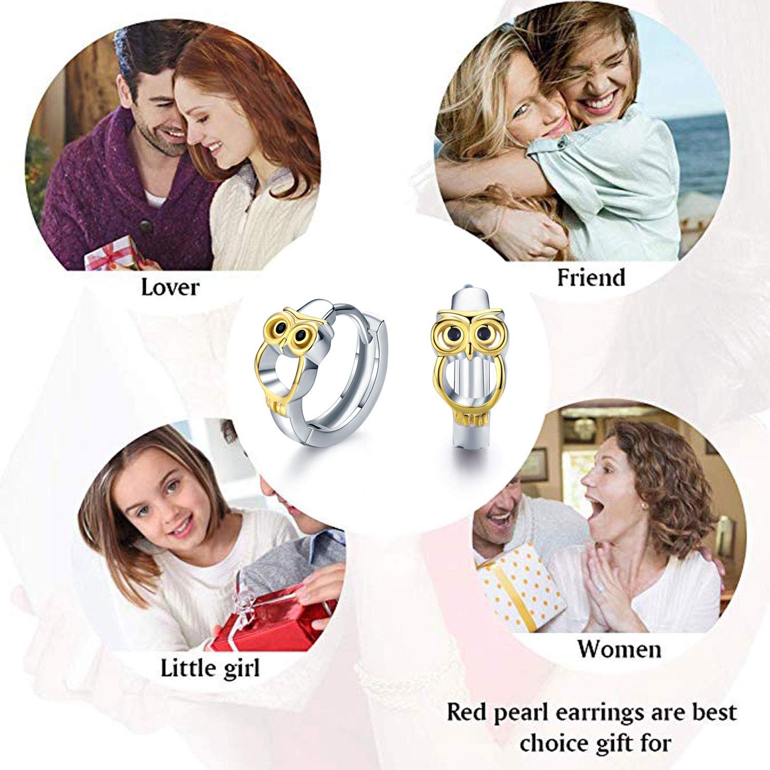 Sterling Silver Owl Earrings for Women - 925 Silver Cute Huggie Hoop Earrings with Hinged Circle Design - Perfect Gift for Girls, Teens & Adults - Ideal for Everyday Wear, Parties & Special Occasions