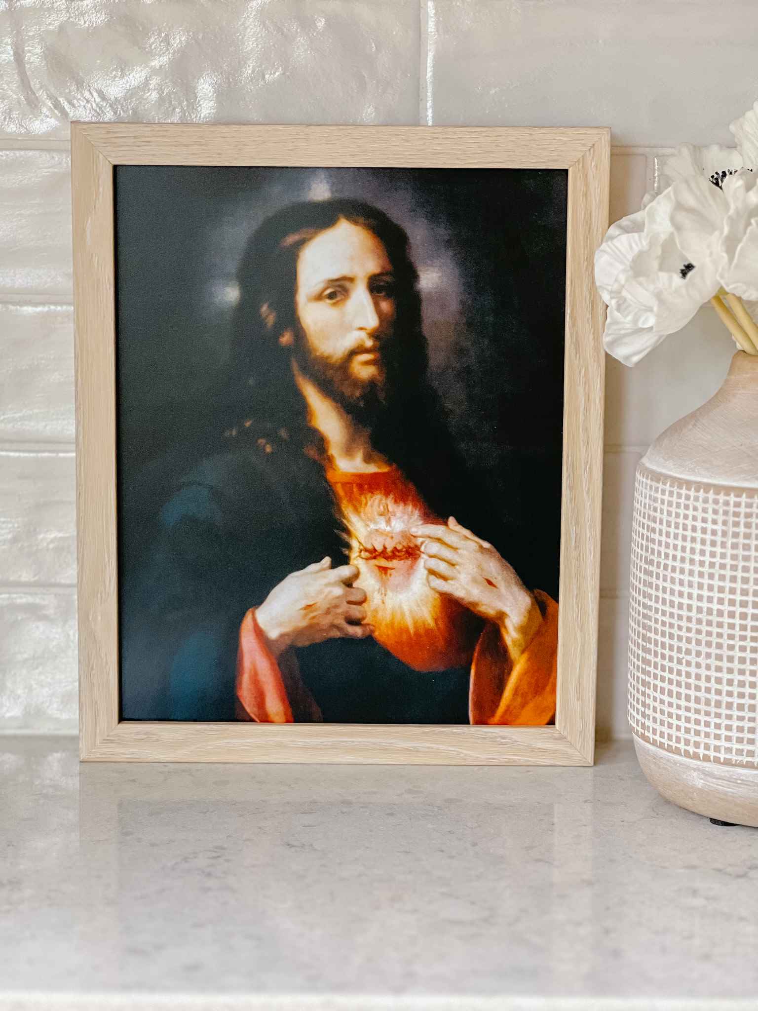 Sacred Heart Print - Religious Wall Art Decor for Home, Church & Office - Perfect for Prayer Rooms & Spiritual Spaces