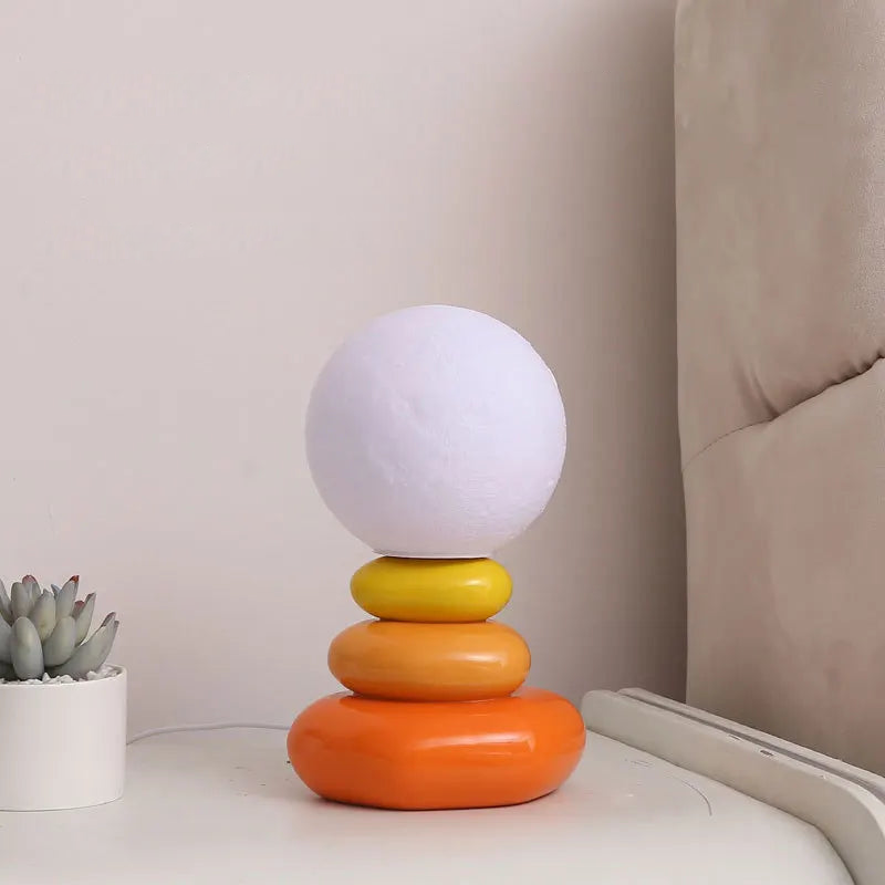 Elegant Egg Moon Ceramic Table Lamp - Modern Nightstand & Bedside Lighting for Bedroom, Living Room, and Office Decor