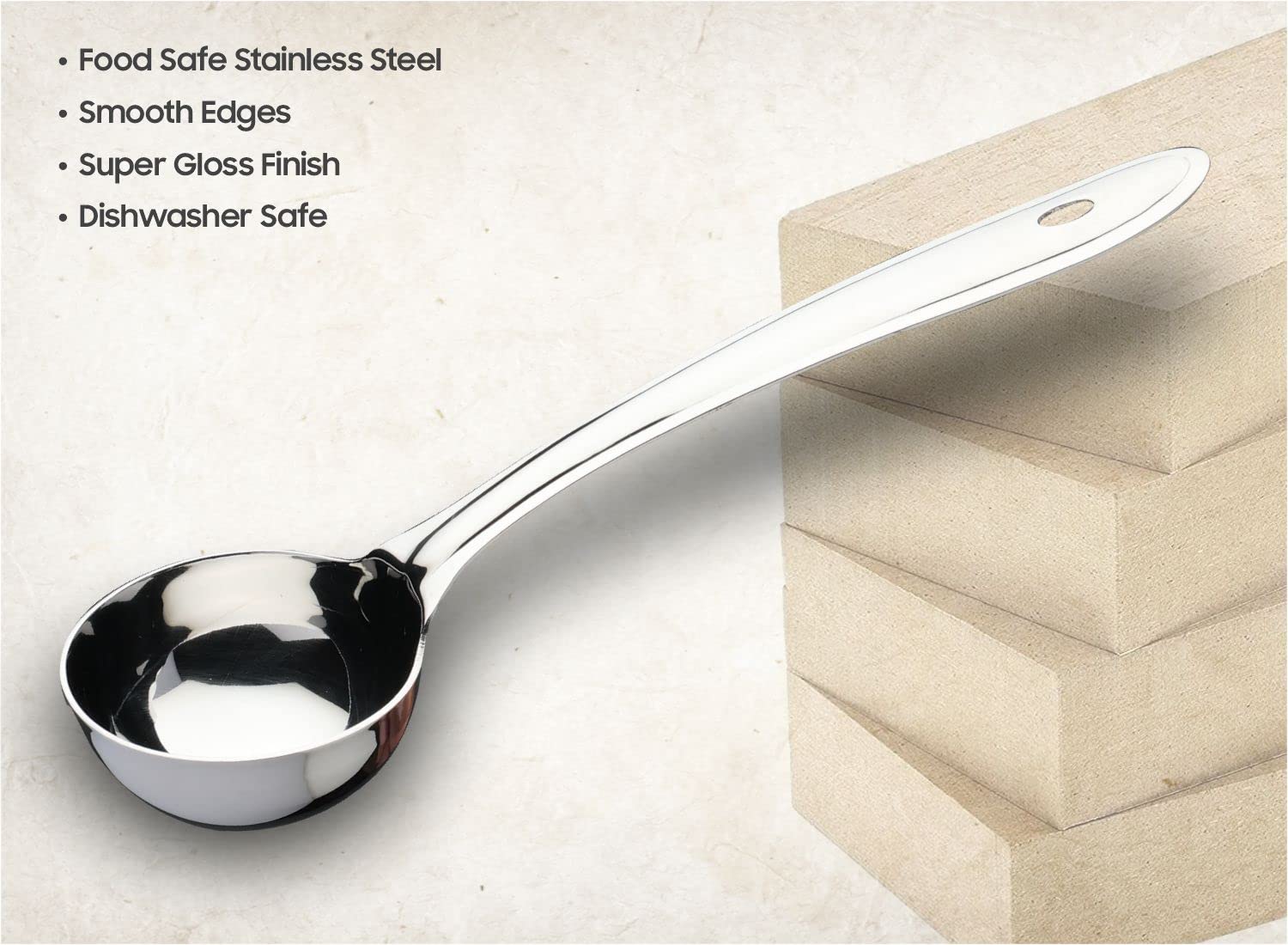 Premium Stainless Steel Food Grade Heavy Duty 1.3mm Extra Deep Soup Ladle - 28.5cm Kitchen Utensil for Serving Gravies, Curries, Dal & Milk | Ideal for Cooking, Pouring & Serving in Restaurants, Catering & Home Kitchens