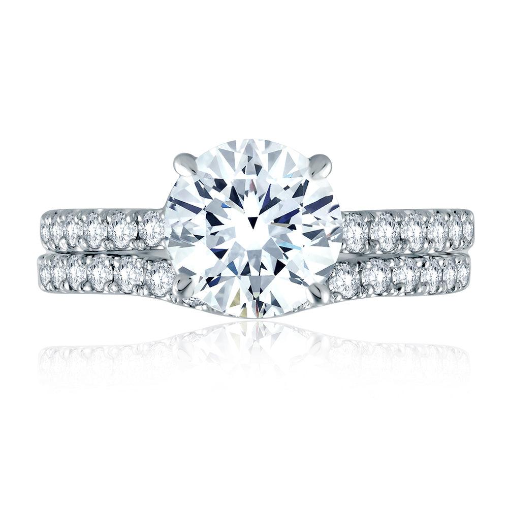 Exquisite Quilted French Pave Round Diamond Engagement Ring - Perfect for Proposals, Anniversaries & Special Occasions