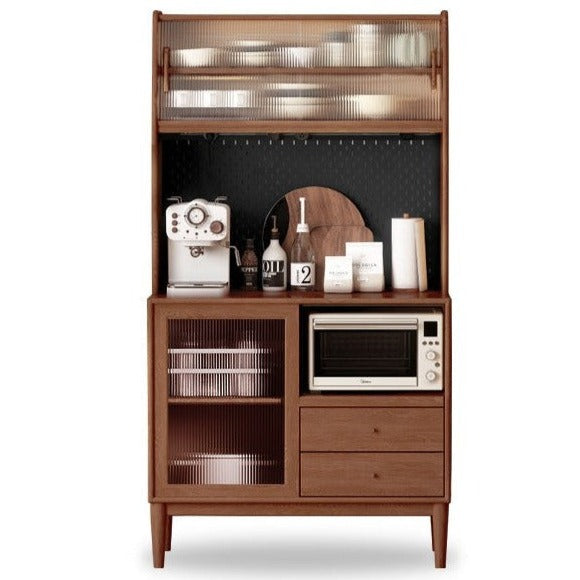 Solid Oak Wood Sideboard Buffet Cabinet - Multi-Functional Storage for Dining Room, Living Room & Entryway - Rustic Farmhouse Style Furniture for Home Decor