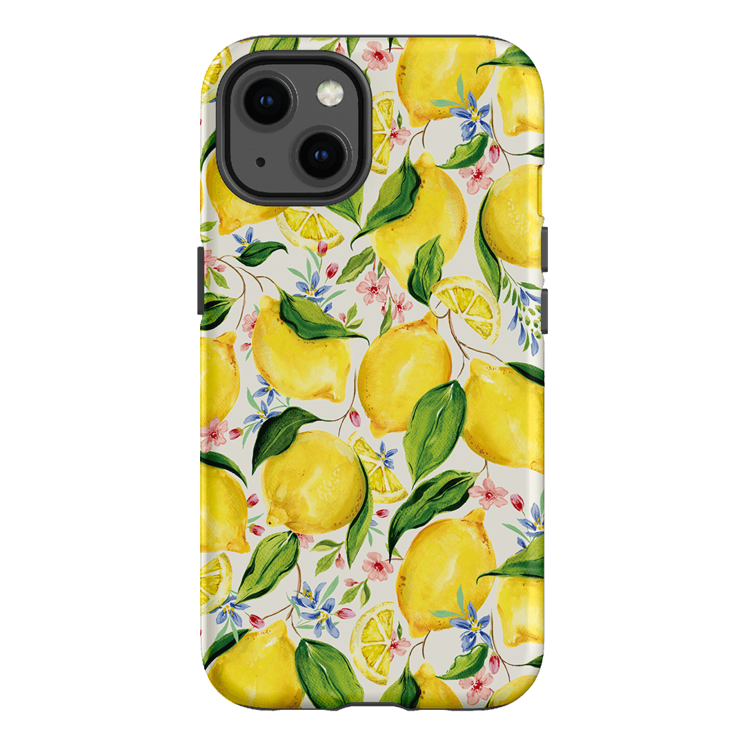 Premium Citrus Lemon Print Shockproof Phone Case for iPhone 15/14/13 - Trendy Summer Aesthetic with Drop Protection | Perfect for Beach, Vacation & Outdoor Activities