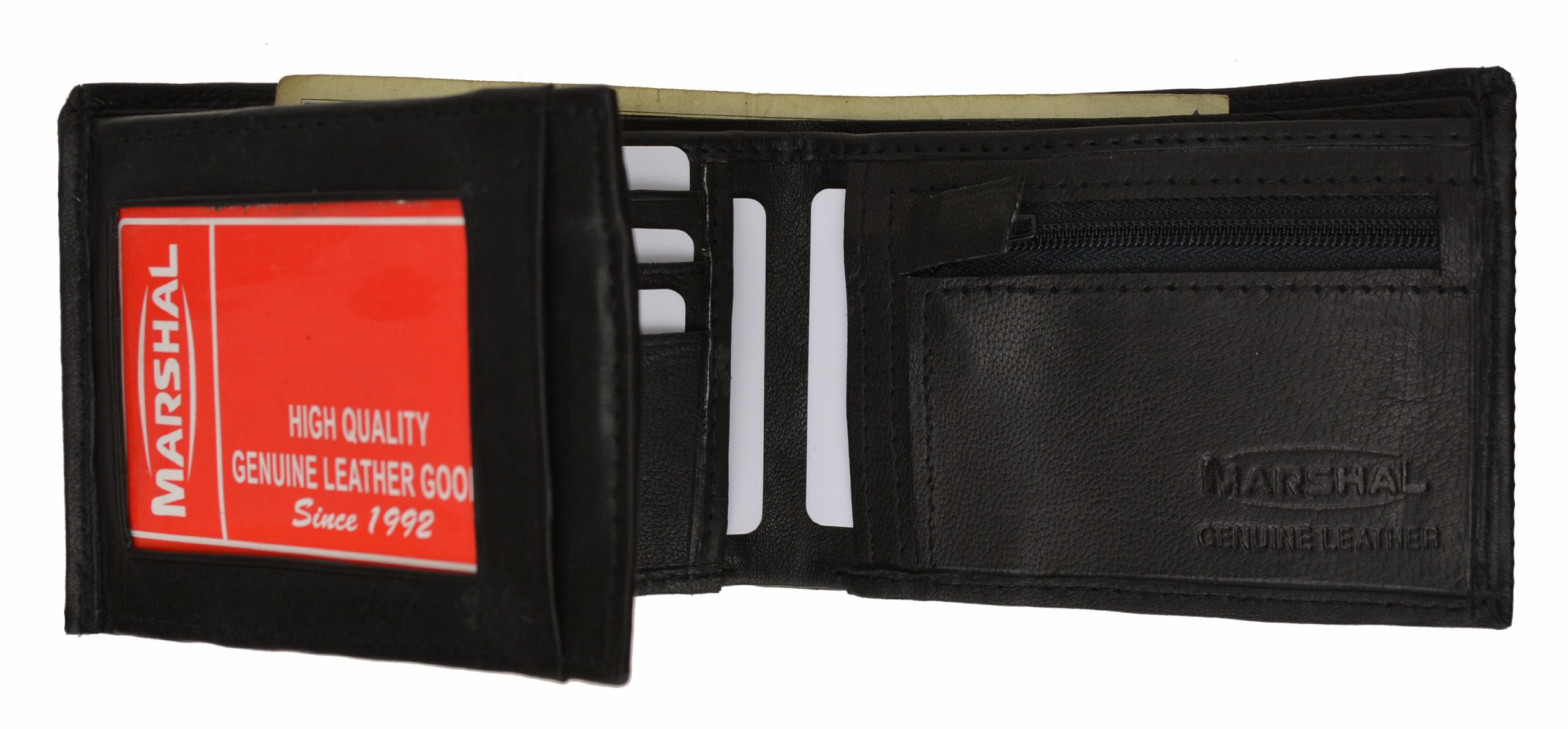 Premium MARSHAL Genuine Leather Flap Wallet for Men - Slim RFID Blocking ID & Credit Card Holder - Perfect for Travel, Business, and Everyday Use