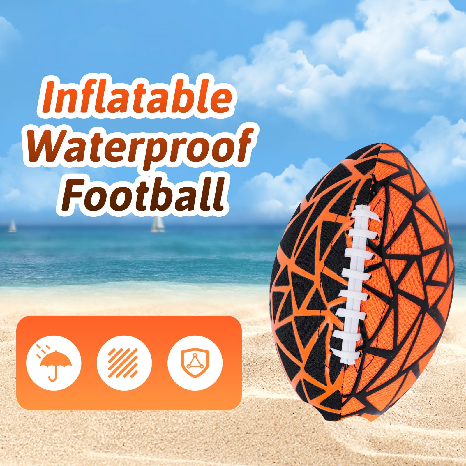 **Inflatable Football Toys for Kids - 9.3 Inch Water Football for Pool, Beach & Outdoor Games - Strong Grip, Fun Party Favors for Super Bowl, Summer & Backyard Play**