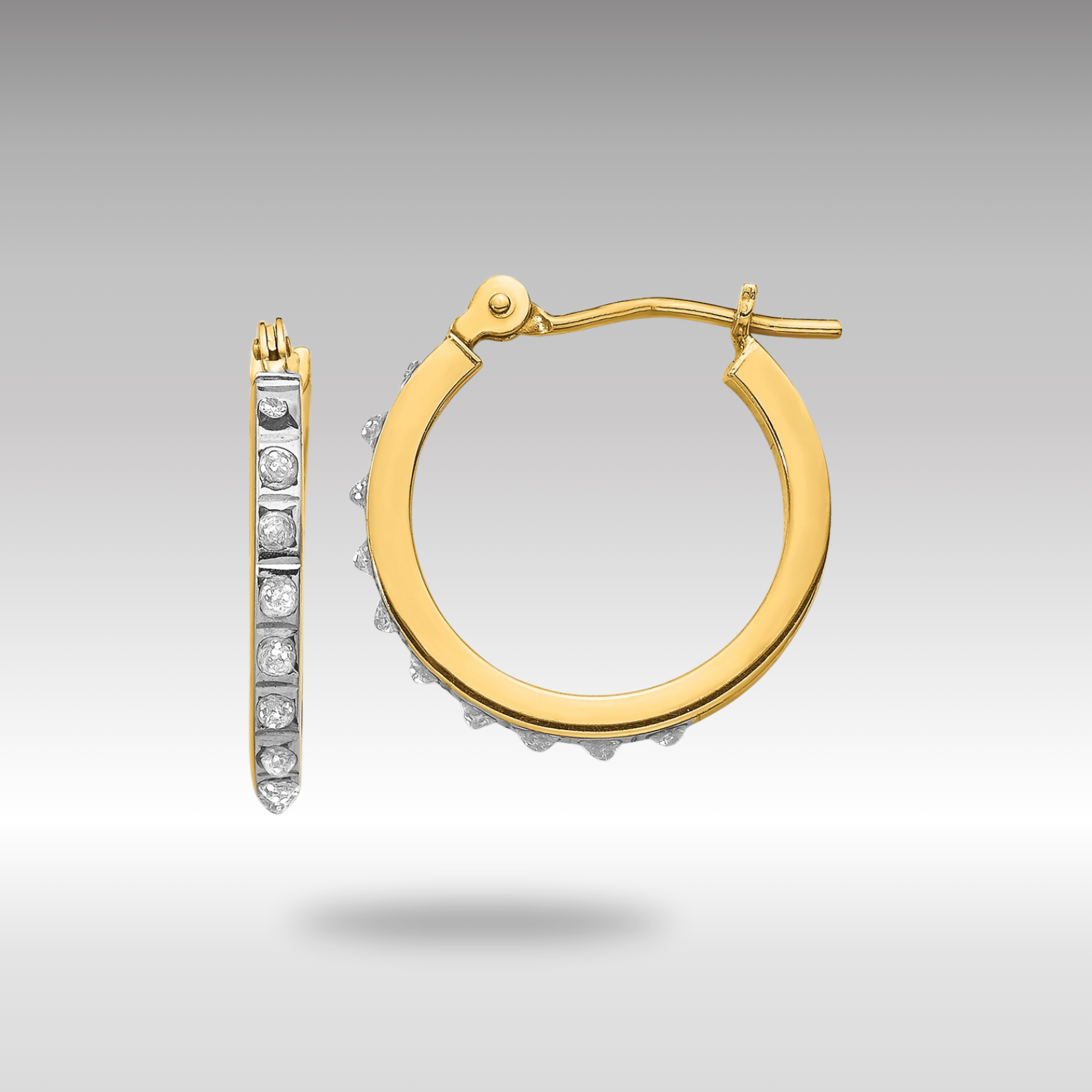 14K Gold Diamond Hinged Hoop Earrings for Women - Elegant Small Hoops with Sparkling Stones | Perfect for Weddings, Parties & Everyday Wear (Model DF172)