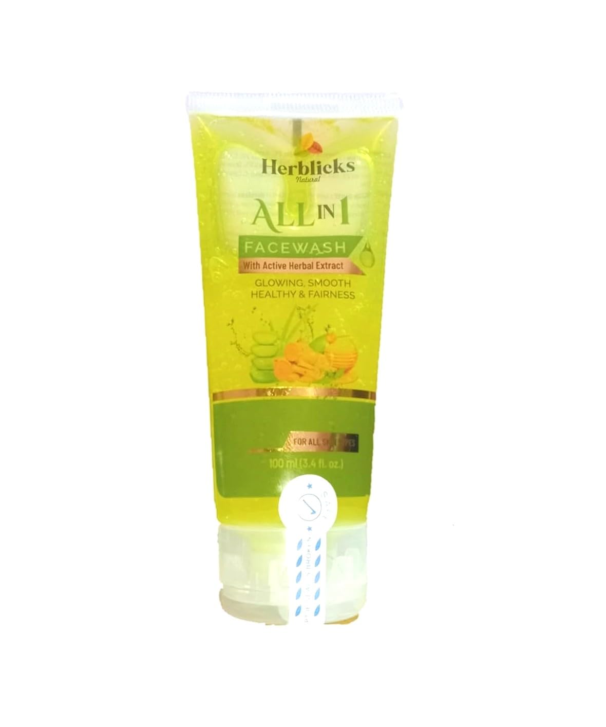 Herblicks Natural All-in-One Face Wash for All Skin Types with Active Herbal Extracts - Skin Brightening & Cleansing (100ml) - Gentle Daily Cleanser for Acne, Oily & Dry Skin