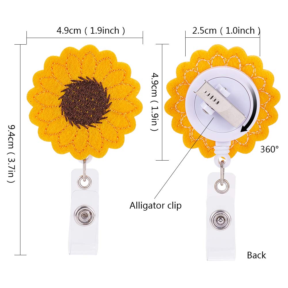 **GORGECRAFT 2 Pack Sunflower Nursing Badge Reel Holder - Retractable ID Badge Holder with Alligator Clip & Reinforced Strap - Clip-On Card Holder for Nurses, Volunteers, Doctors & Healthcare Workers - Perfect for Hospitals, Clinics & Workplaces**