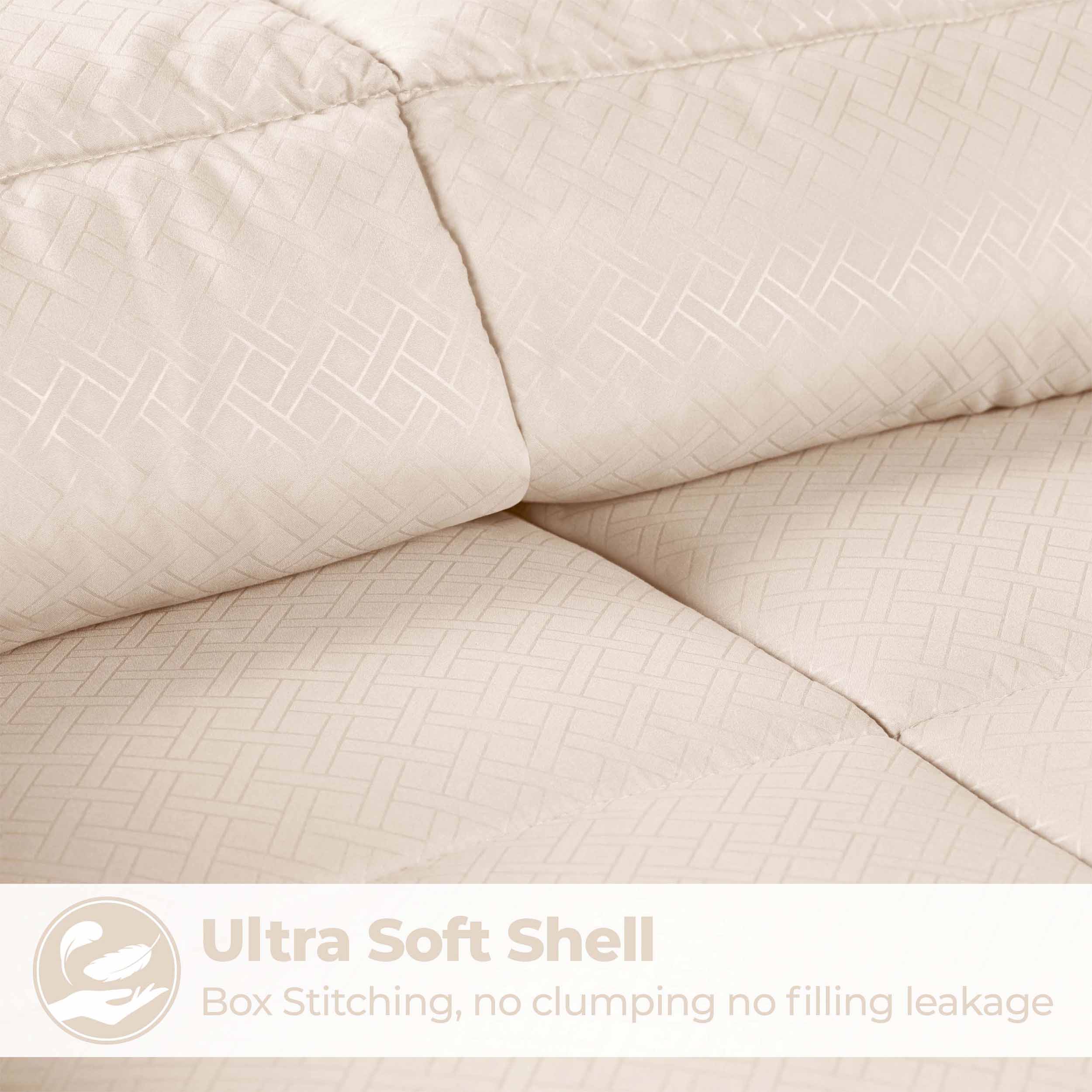 Luxury Basketweave Plush Down Alternative Comforter - Hypoallergenic & Breathable All-Season Bedding for Master Bedroom, Guest Room & Dorm