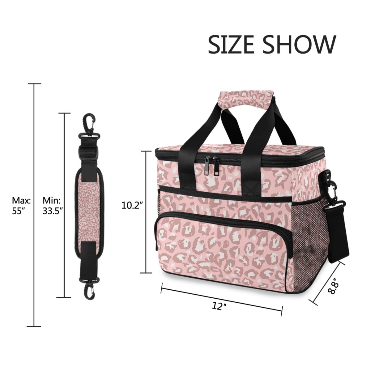 ALAZA Grunge Leopard Print Pink Large Insulated Cooler Lunch Bag - Waterproof Picnic Cooler for Camping, Beach, BBQ & Outdoor Activities | Perfect for Work, School & Family Outings