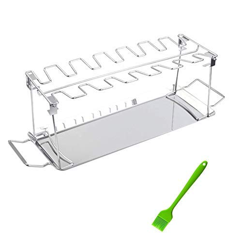 Stainless Steel Foldable 12-Slot Chicken Wing Leg Rack for BBQ Grill - Durable & Portable for Picnic, Garden, Terrace, Camping & Beach | Perfect for Outdoor Cooking, Backyard Parties & Family Gatherings